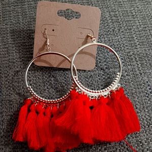 Bohemian Red Tassel Earrings